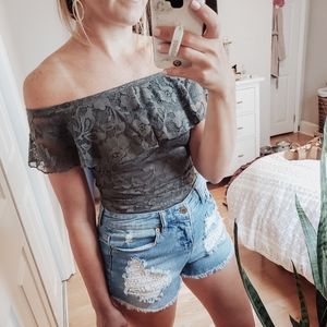 Off the Shoulder Lace "Cheeky" Bodysuit